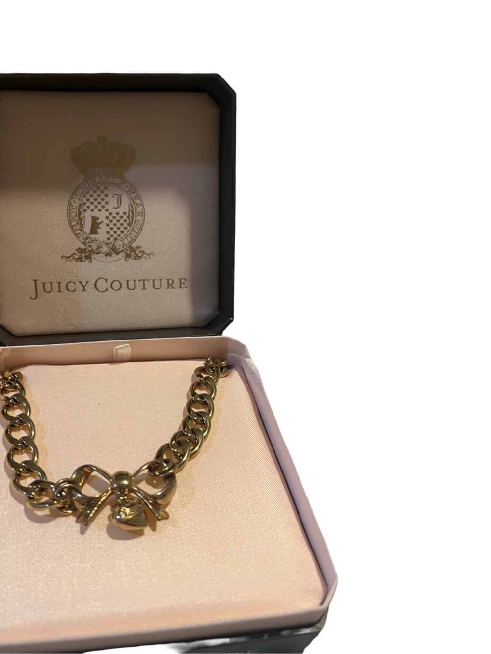 Juicy Couture Polished Gold Bow Charm Chain Necklace